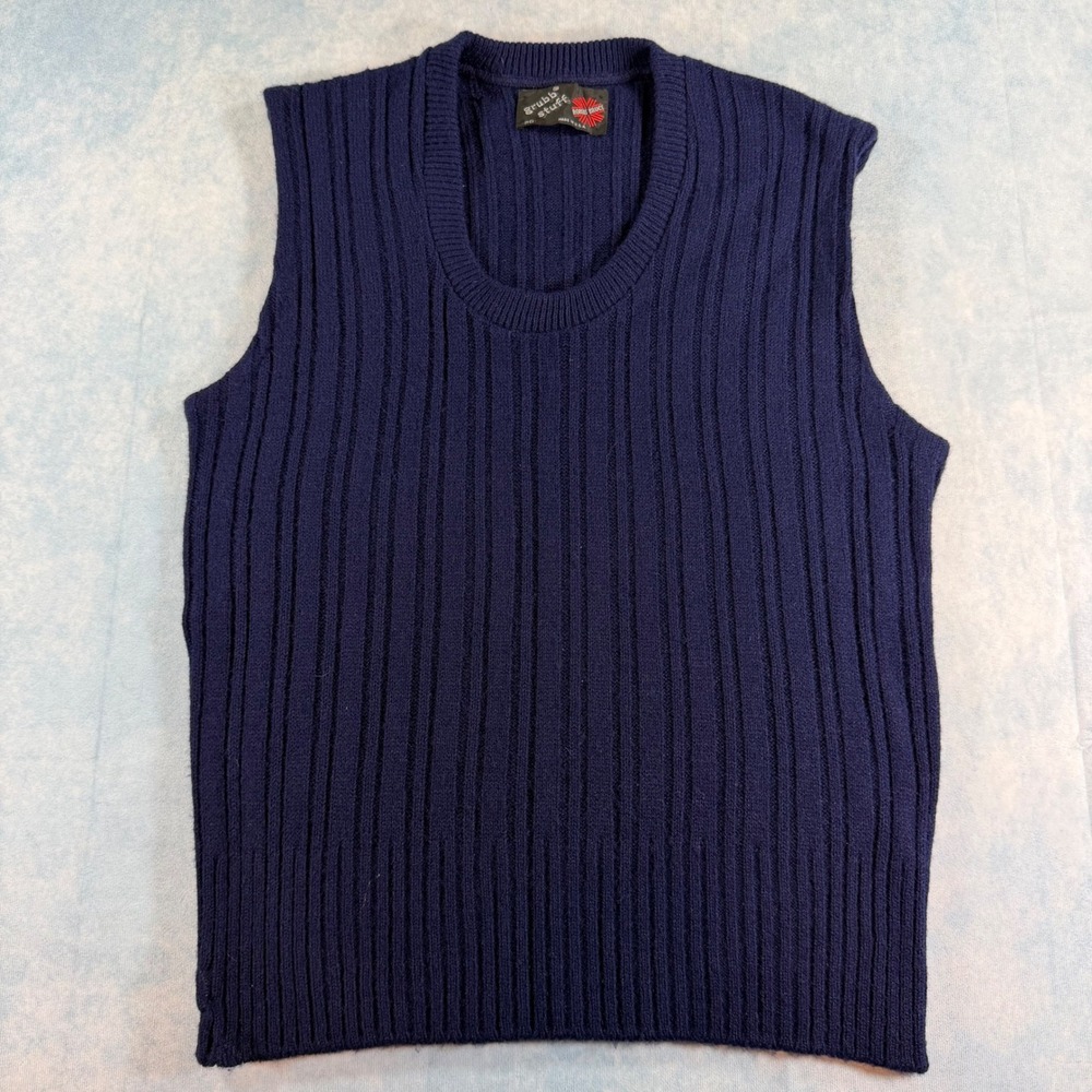 Robert Bruce Sweater Vest Boys 20 Navy Blue Excellent Vintage Ribbed Knit USA